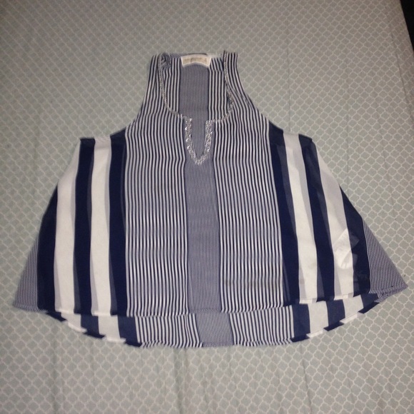 ❌SOLD❌ Striped sequined chiffon tank top