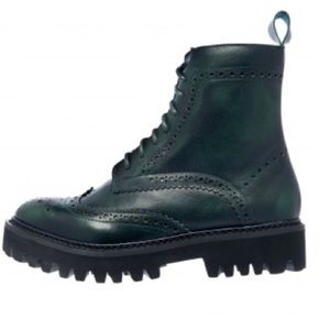 Jeffrey Campbell Clash Wing Tip Boot Green leather