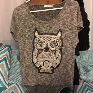 Light gray owl top.
