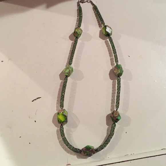 Beautiful necklace jasper stones and Swarovski