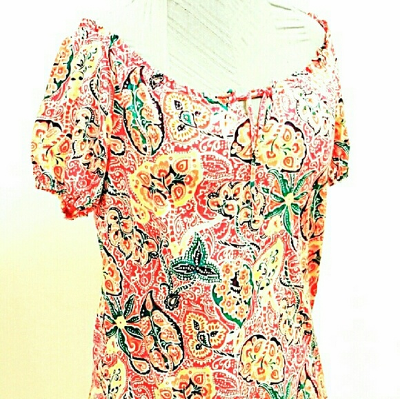 Chaps Tops - Colorful Bohemian Off Shoulder Blouse