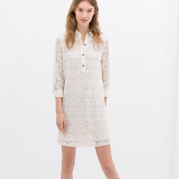 Zara Dresses & Skirts - 🚨NWT Zara collar white lace dress romantic