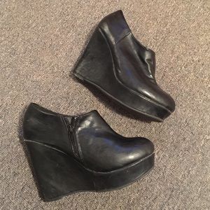 Black wedged booties