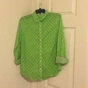 Green Patterned Button Up