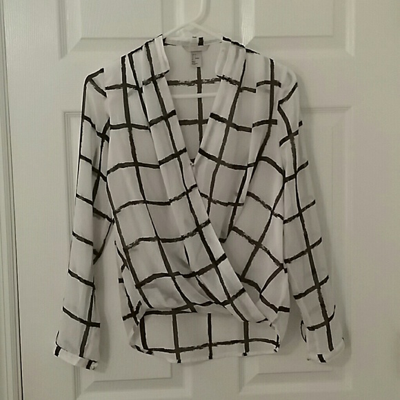 Black & white chiffon blouse
