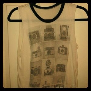 Camera graphic sleeveless top