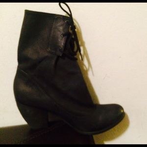 Office  black leather ankle boots