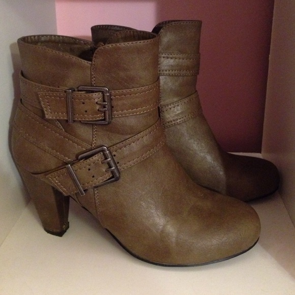 taupe heeled booties