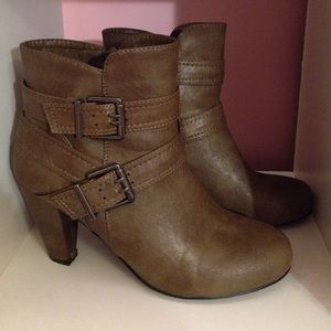 taupe heeled booties