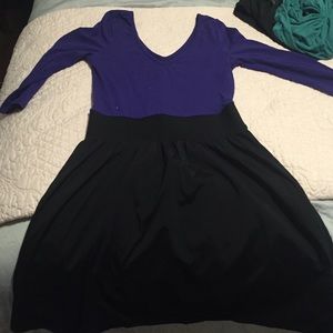 Express V-Neck purple and black dress
