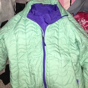Mint/Purple Nortface coat