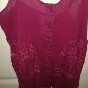 A beautiful and lacy burgundy spaghetti strap