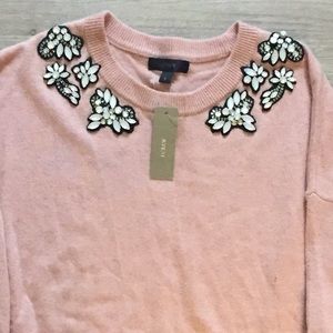 Opal-embellished J Crew pink wool sweater