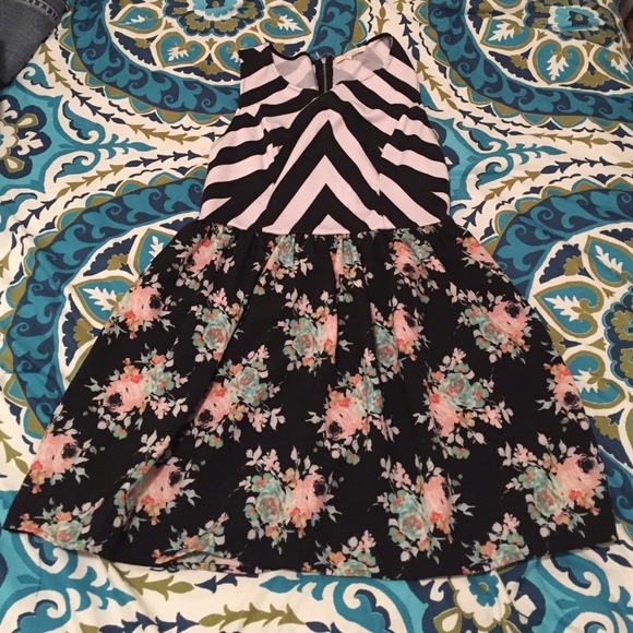 Striped  and floral dress. Size L