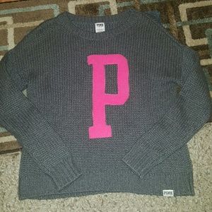 Pink college letter sweater