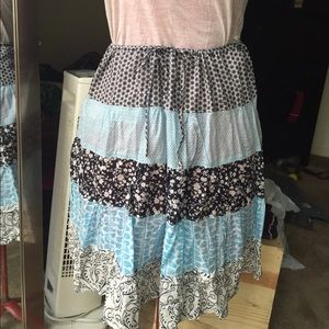 J.crew multi pattern layered skirt, drawstring tie