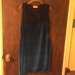 Blue Velvet and Sheer Top Dress