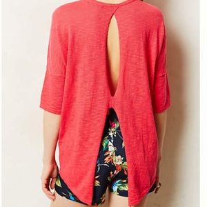Pink Anthropologie top with open back. Small.