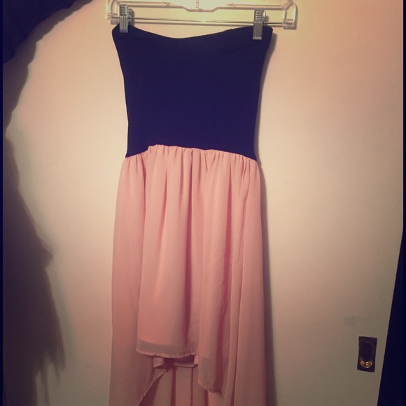 Pink/Black Strapless Dress