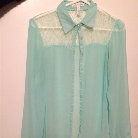 Mint sheer button down