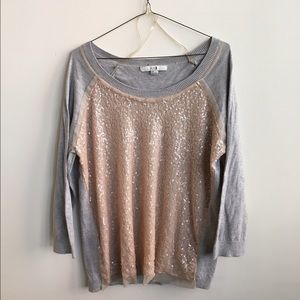 Pink and Grey Sequin Crew