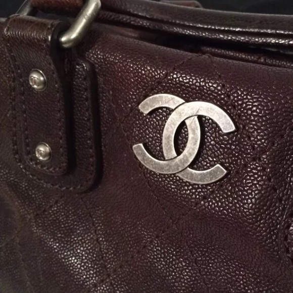 SOLD Chanel Brown Caviar Quilted Satchel Bag - Picture 4 of 4