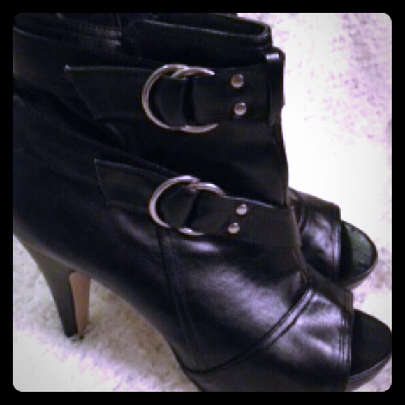 SOLD Black open toe booties - Picture 1 of 4