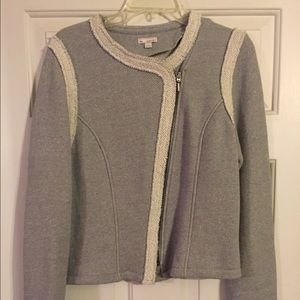 Gray and beige sweater jacket