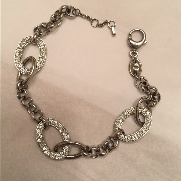 Fossil silver bracelet with crystal detail