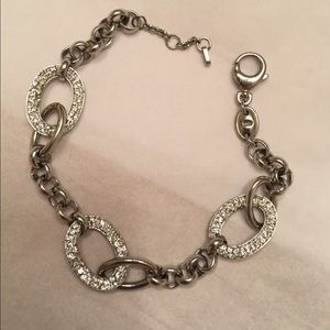 Fossil silver bracelet with crystal detail