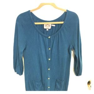 Juicy Couture Teal Cardigan w/ gold buttons