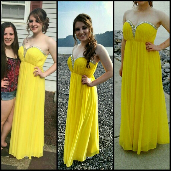 bright yellow prom dress