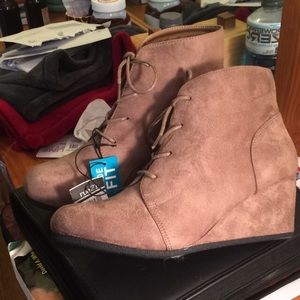 Size 11-12 beige wedges NEW WITH TAG