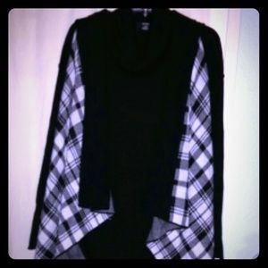 Black cowl neck sweater with vest