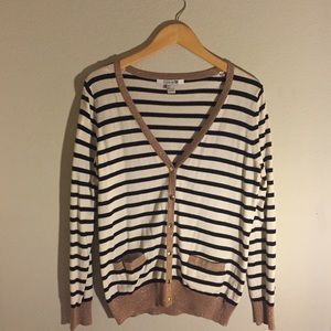 Gold trim striped cardigan