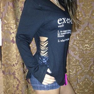 NWT sexy cut out sides, long sleeve v-neck top.