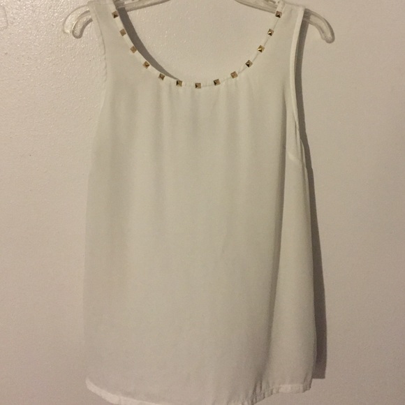 Forever 21 White Studded Neck Tank Top Blouse
