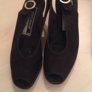 Andre Assous black suede shoes