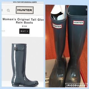 Hunter Original Tall Gloss Graphite Size 8 NEW