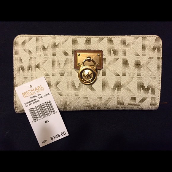 Michael Kors Hamilton Vanilla Zip Around Wallet