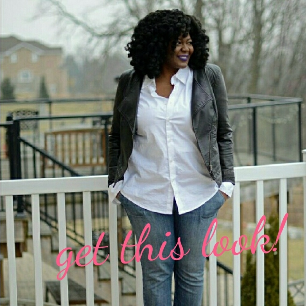 Black faux leather moto jacket