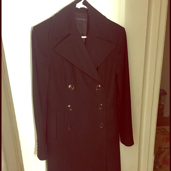 Elie Tahari black mid calf wool coat sz small