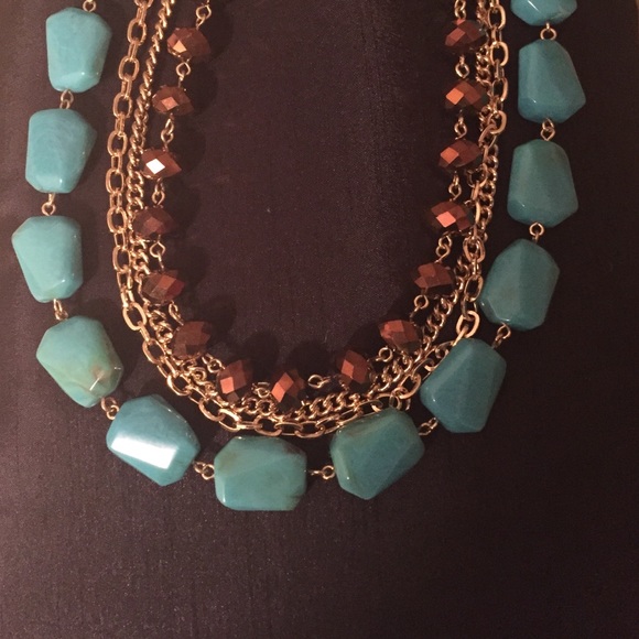 Stunning!! Turquoise Stone Four Strand Necklace - Picture 2 of 4