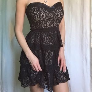 Black strapless lace dress