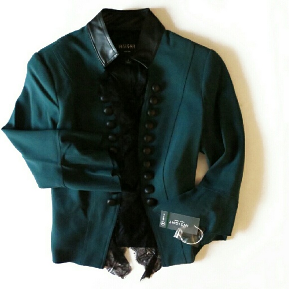 Insight Jackets & Blazers - Insight Lace Trim Crepe Open Blazer Jacket