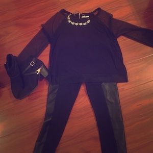 American eagle Black see-though sleeves top