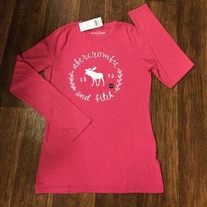 NWT ABERCROMBIE GIRL'S PINK/WHITE EMBROIDERED TOP