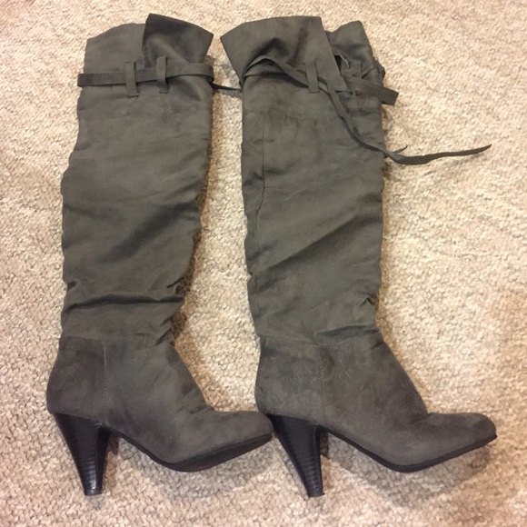 Grey over the knee boots