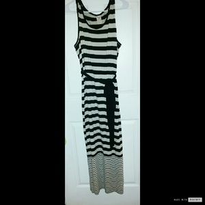 Tan & Black Striped Maxi Dress