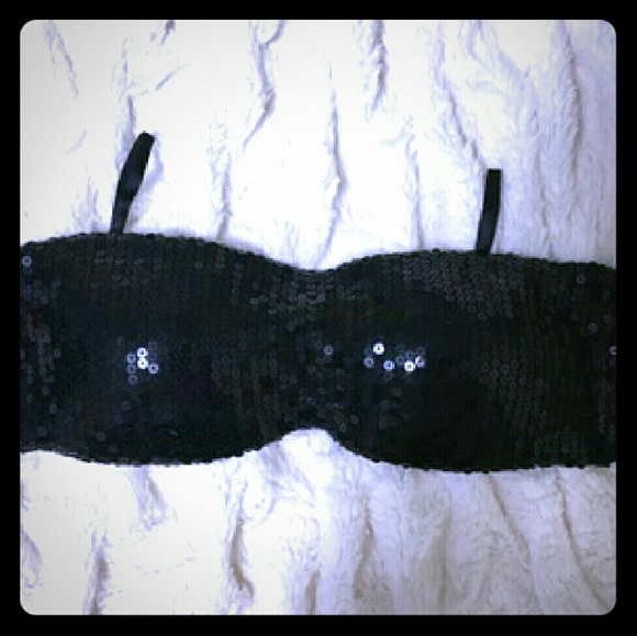 Black Sparkley Bandeau Top